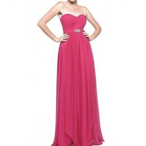 NEW MILANO FORMALS strapless chiffon dress in fuchsia